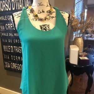Teal cross back tank